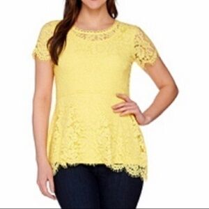 FREE with purchase Isaac Mizrahi Live! lace lined peplum top S